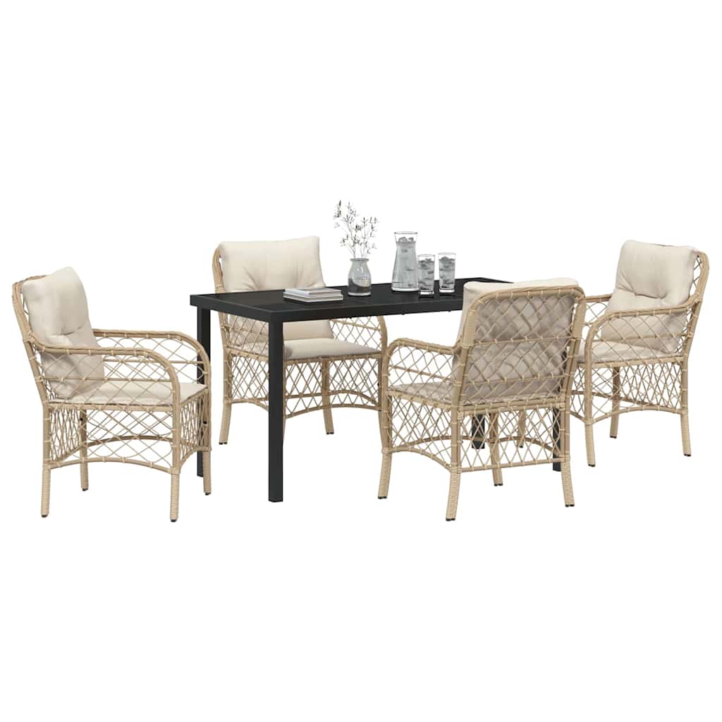 Garten Essgruppe mit Kissen 5 pcs Beige Poly-Rattan