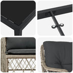 Garten Essgruppe mit Kissen 7 pcs Hellgrau Poly-Rattan