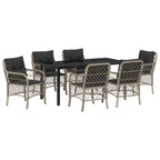 Garten Essgruppe mit Kissen 7 pcs Hellgrau Poly-Rattan