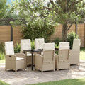 Garten Essgruppe mit Kissen 7 pcs Beige Poly-Rattan