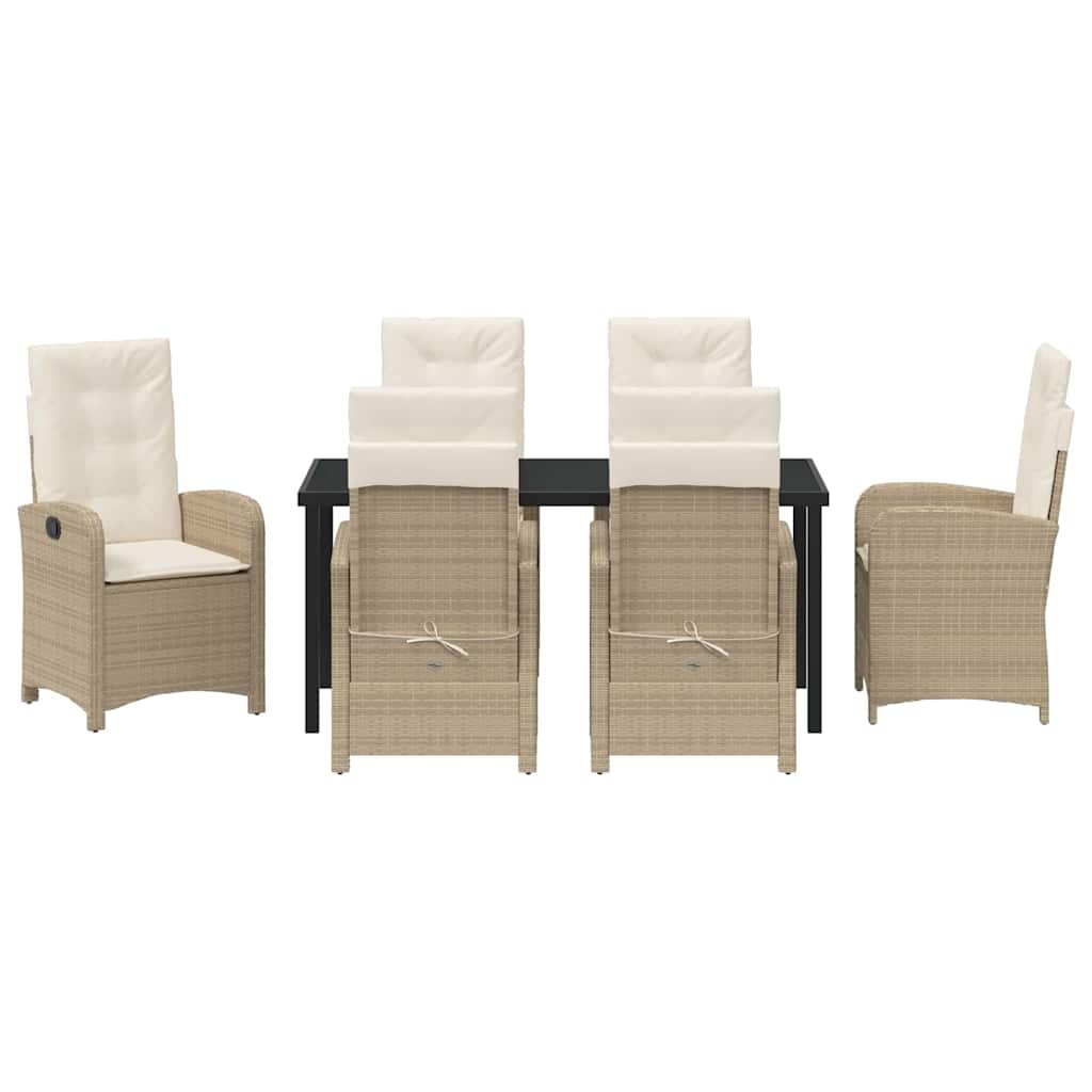 Garten Essgruppe mit Kissen 7 pcs Beige Poly-Rattan
