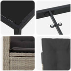 Garten Essgruppe mit Kissen 7 pcs Hellgrau Poly-Rattan