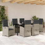 Garten Essgruppe mit Kissen 7 pcs Hellgrau Poly-Rattan