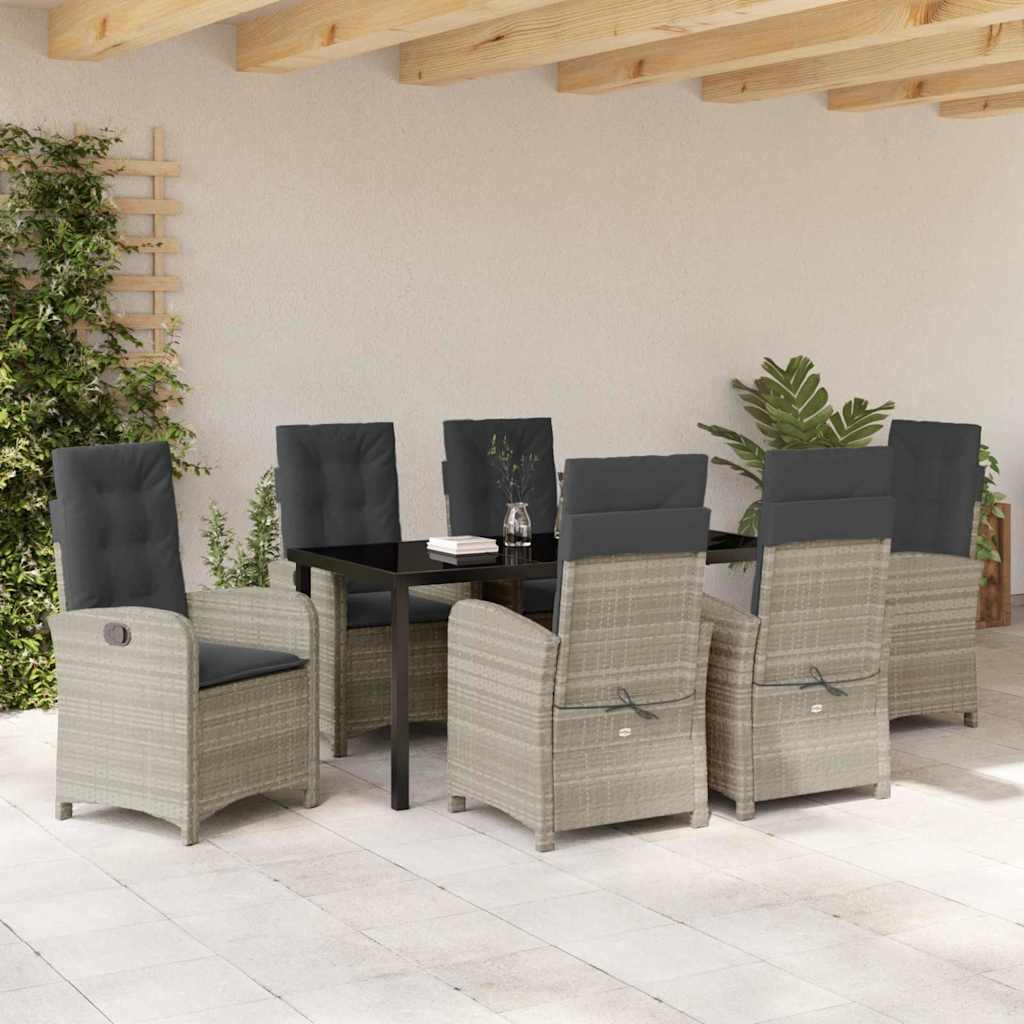Garten Essgruppe mit Kissen 7 pcs Hellgrau Poly-Rattan