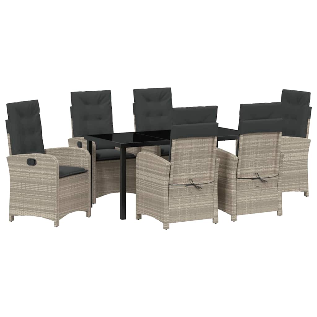 Garten Essgruppe mit Kissen 7 pcs Hellgrau Poly-Rattan