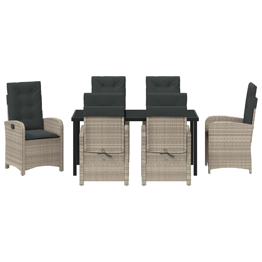 Garten Essgruppe mit Kissen 7 pcs Hellgrau Poly-Rattan