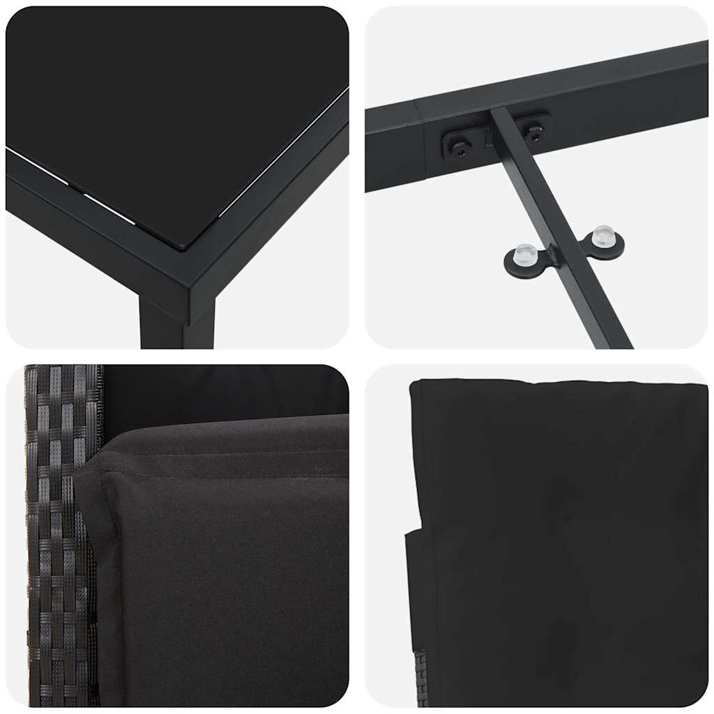 Garten Essgruppe mit Kissen 5 pcs Schwarz Poly-Rattan