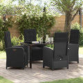 Garten Essgruppe mit Kissen 5 pcs Schwarz Poly-Rattan