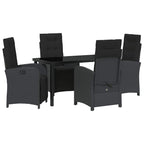 Garten Essgruppe mit Kissen 5 pcs Schwarz Poly-Rattan