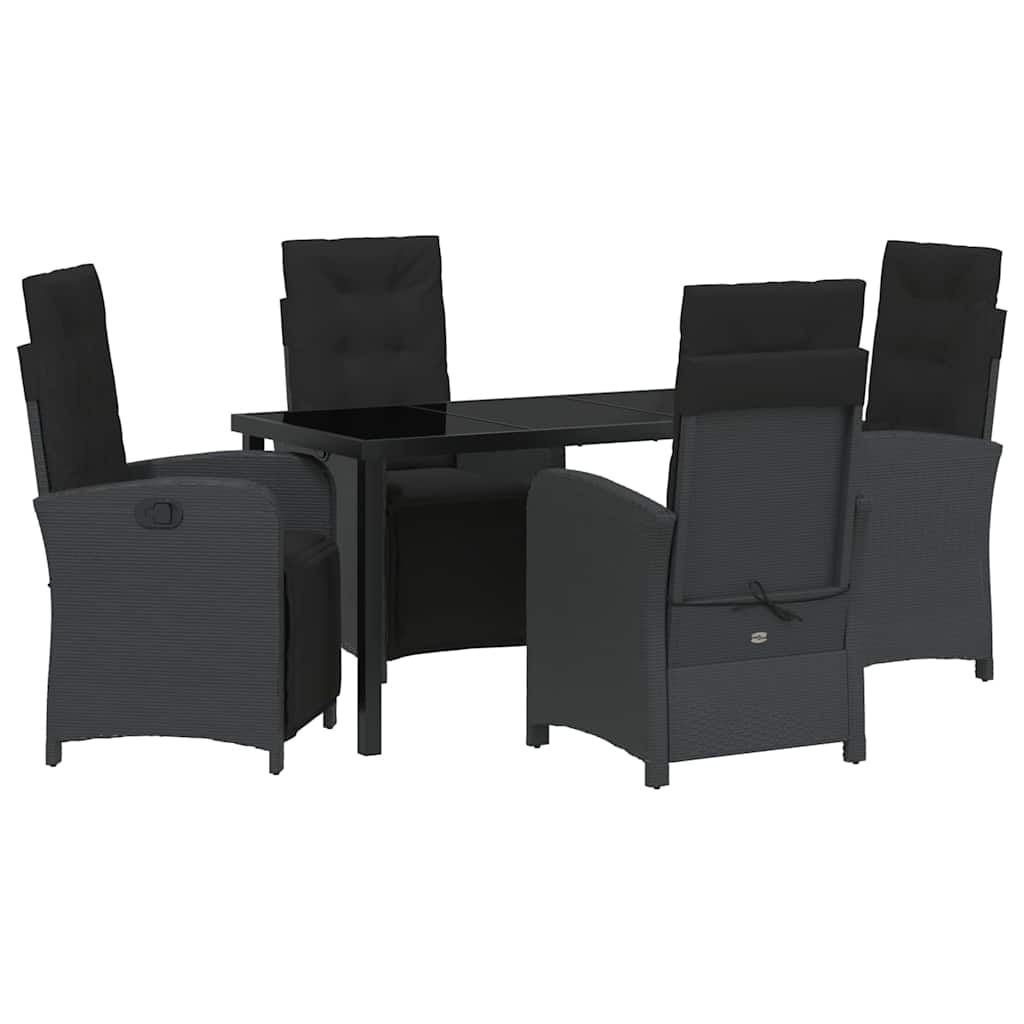 Garten Essgruppe mit Kissen 5 pcs Schwarz Poly-Rattan