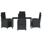 Garten Essgruppe mit Kissen 5 pcs Schwarz Poly-Rattan