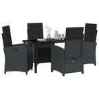 Garten Essgruppe mit Kissen 5 pcs Schwarz Poly-Rattan