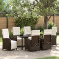 Garten Essgruppe mit Kissen 7 pcs Braun Poly-Rattan