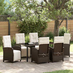 Garten Essgruppe mit Kissen 7 pcs Braun Poly-Rattan