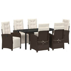 Garten Essgruppe mit Kissen 7 pcs Braun Poly-Rattan
