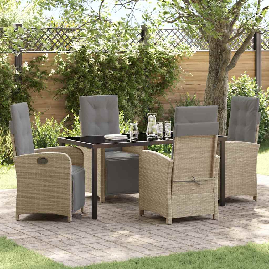 Garten Essgruppe mit Kissen 5 pcs Beige Poly-Rattan