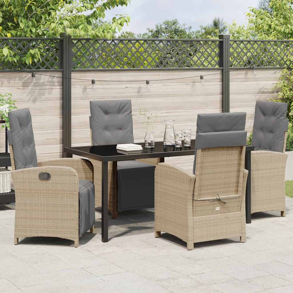 Garten Essgruppe mit Kissen 5 pcs Beige Poly-Rattan