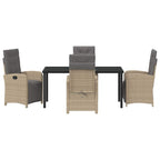 Garten Essgruppe mit Kissen 5 pcs Beige Poly-Rattan