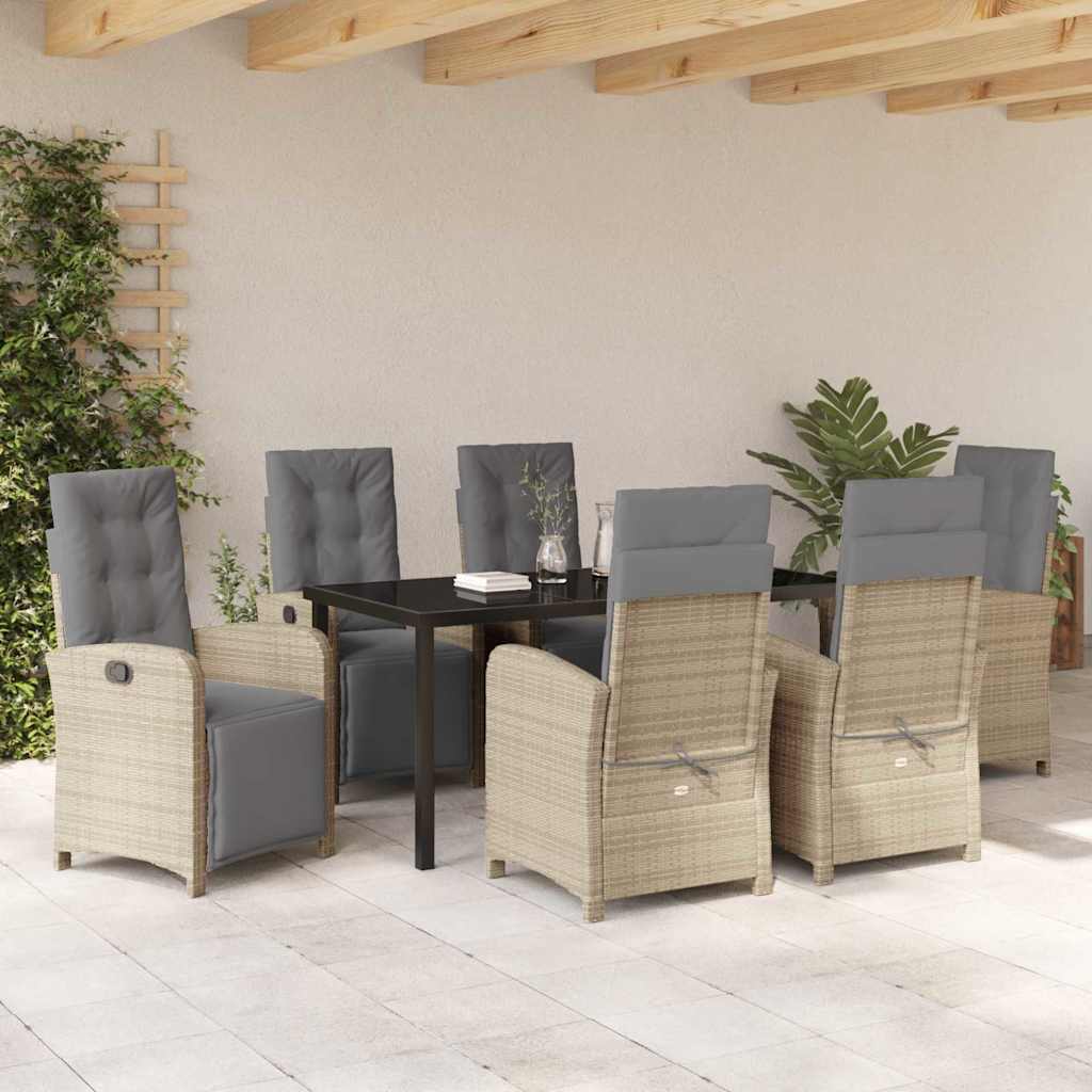 Garten Essgruppe mit Kissen 7 pcs Beige Poly-Rattan