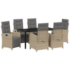 Garten Essgruppe mit Kissen 7 pcs Beige Poly-Rattan