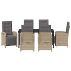 Garten Essgruppe mit Kissen 7 pcs Beige Poly-Rattan