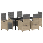 Garten Essgruppe mit Kissen 7 pcs Beige Poly-Rattan