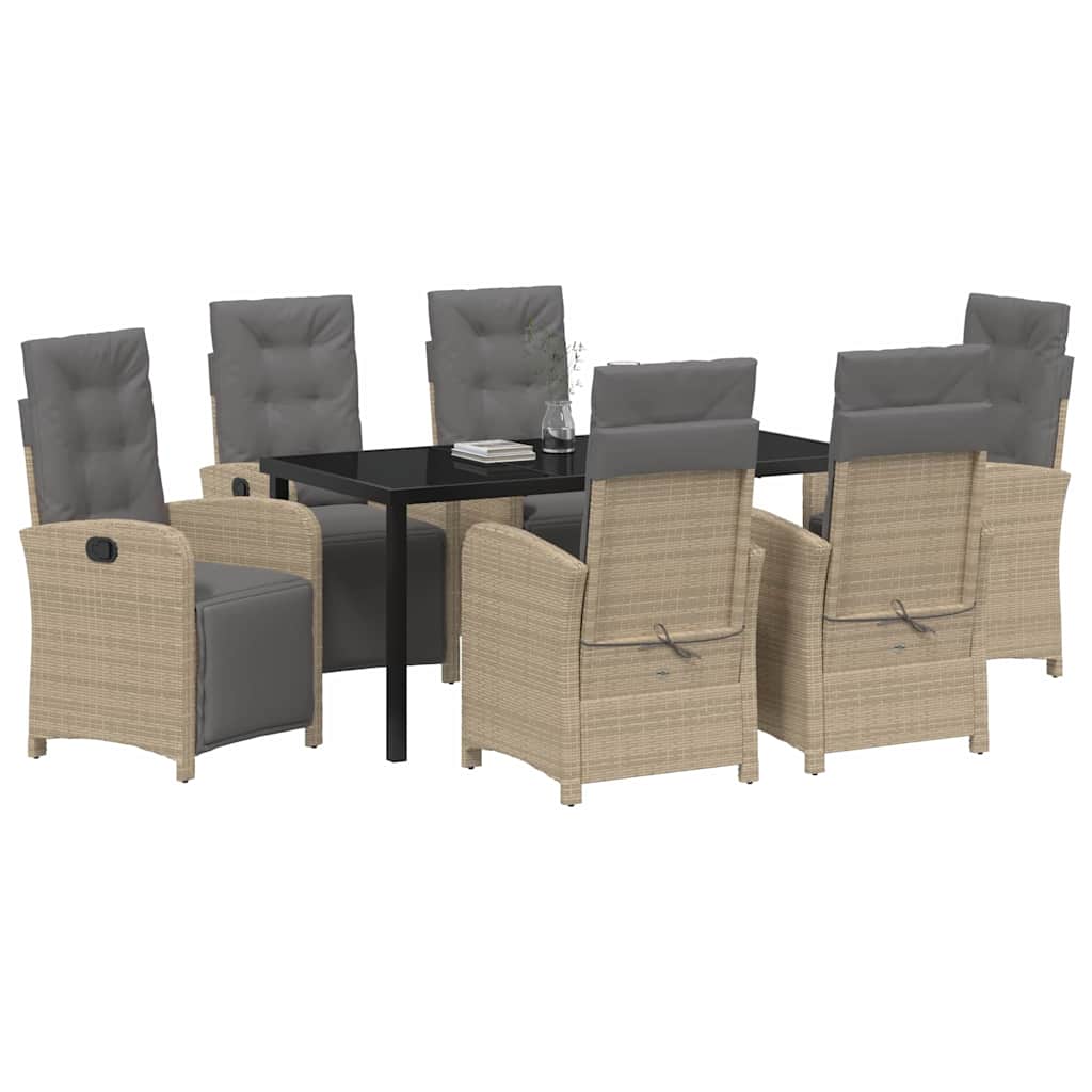 Garten Essgruppe mit Kissen 7 pcs Beige Poly-Rattan