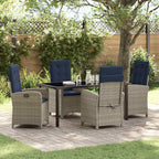 Garten Essgruppe mit Kissen 5 pcs Grau Poly-Rattan