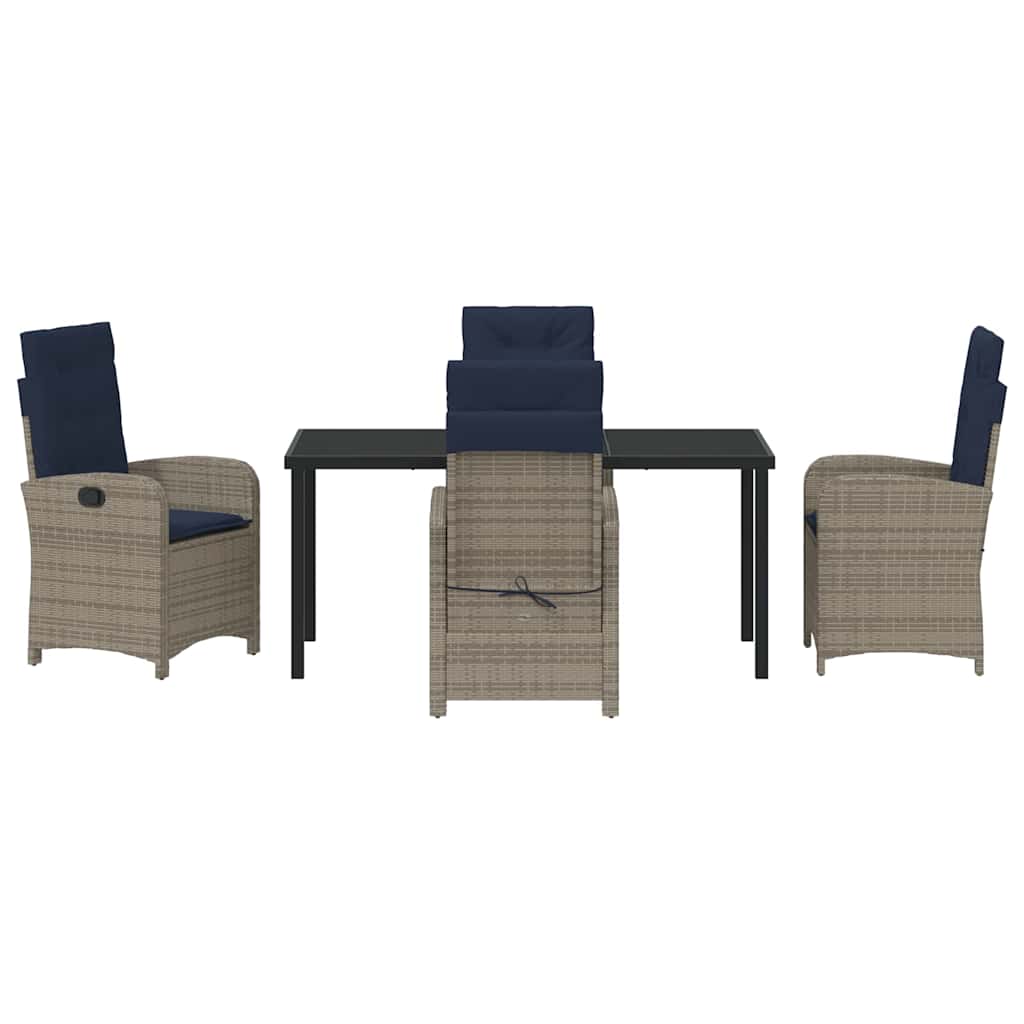 Garten Essgruppe mit Kissen 5 pcs Grau Poly-Rattan
