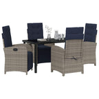 Garten Essgruppe mit Kissen 5 pcs Grau Poly-Rattan