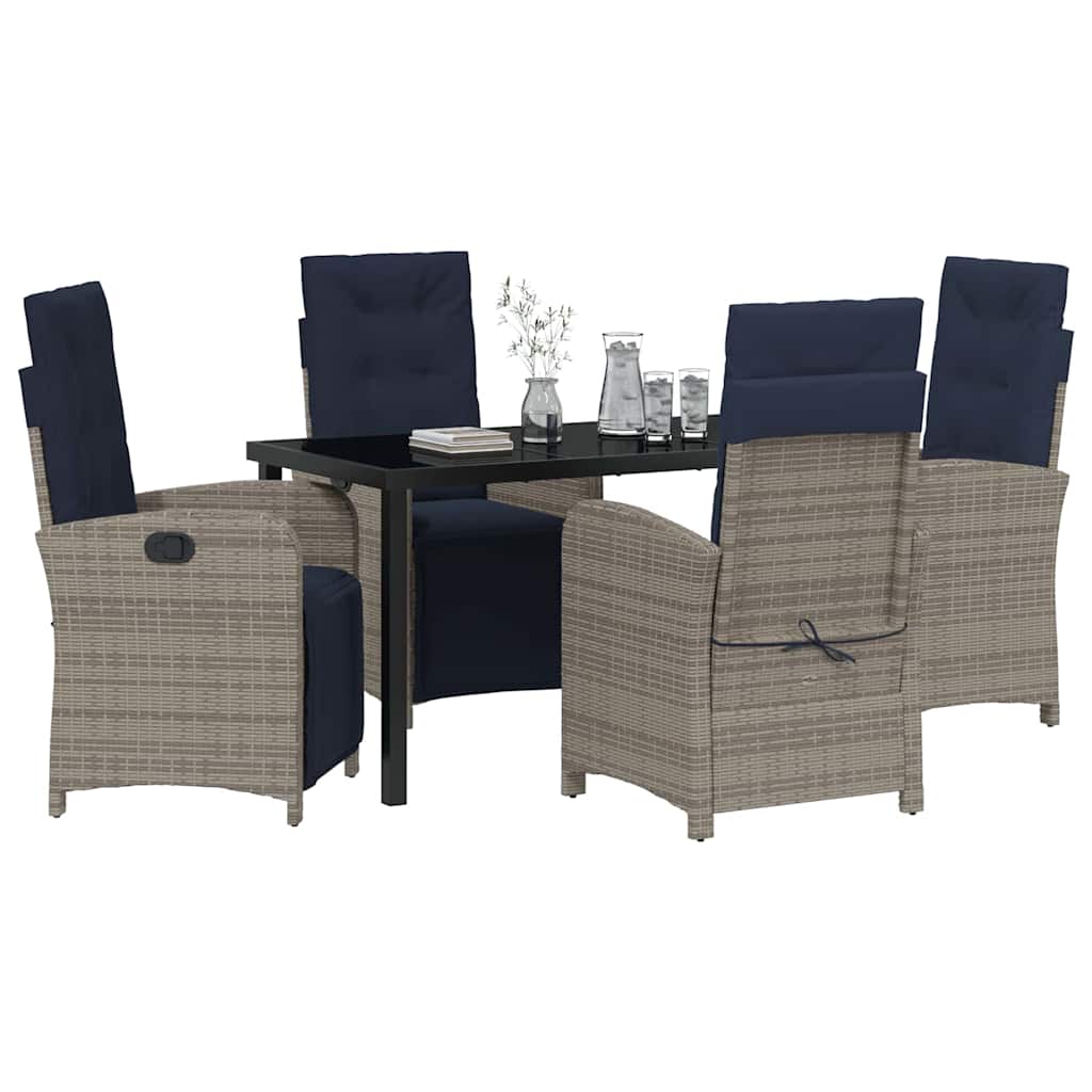 Garten Essgruppe mit Kissen 5 pcs Grau Poly-Rattan