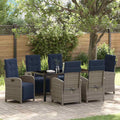 Garten Essgruppe mit Kissen 7 pcs Grau Poly-Rattan