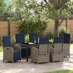 Garten Essgruppe mit Kissen 7 pcs Grau Poly-Rattan