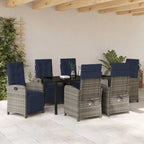 Garten Essgruppe mit Kissen 7 pcs Grau Poly-Rattan