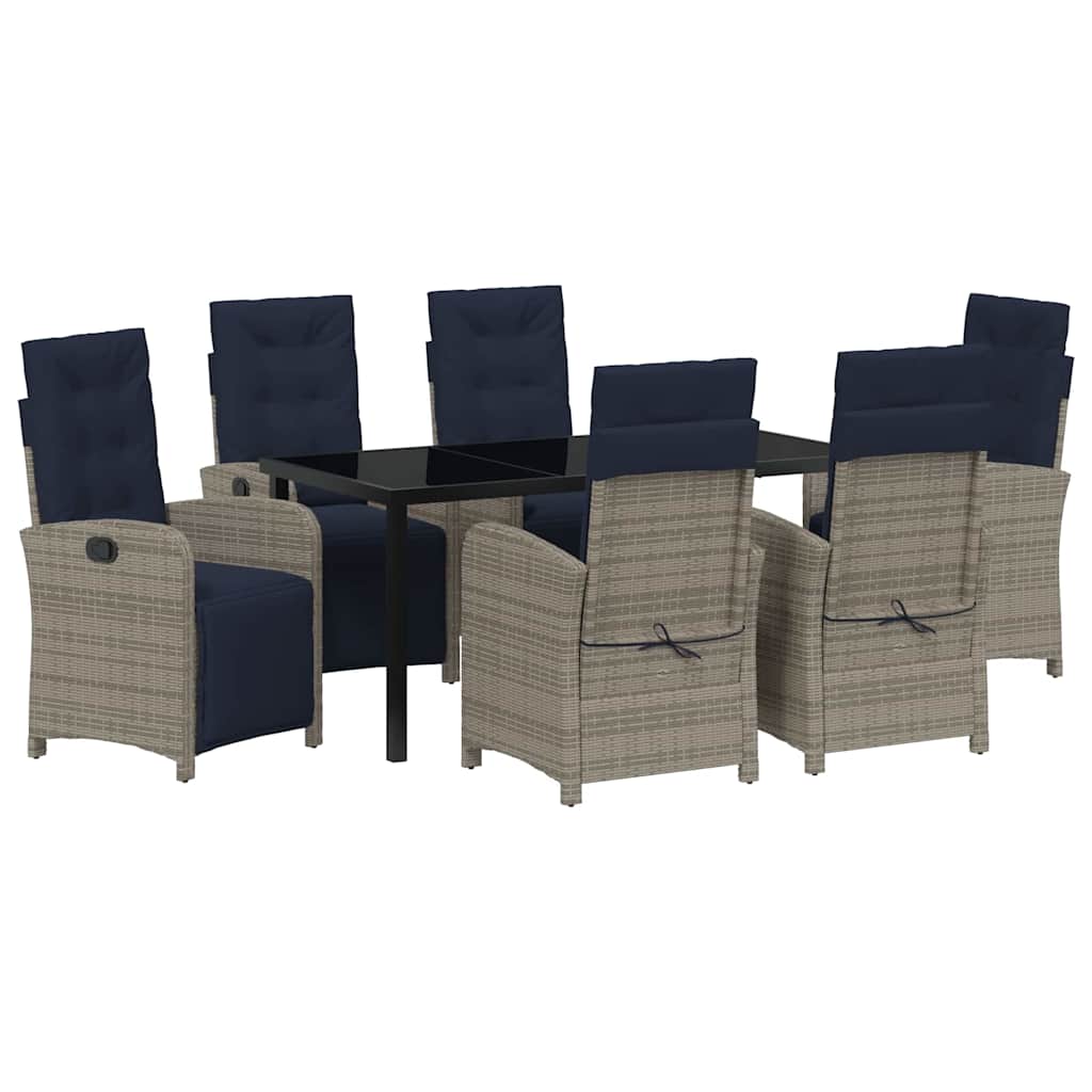 Garten Essgruppe mit Kissen 7 pcs Grau Poly-Rattan