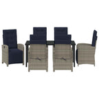 Garten Essgruppe mit Kissen 7 pcs Grau Poly-Rattan
