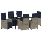 Garten Essgruppe mit Kissen 7 pcs Grau Poly-Rattan