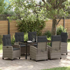 Garten Essgruppe mit Kissen 7 pcs Grau Poly-Rattan