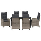 Garten Essgruppe mit Kissen 7 pcs Grau Poly-Rattan