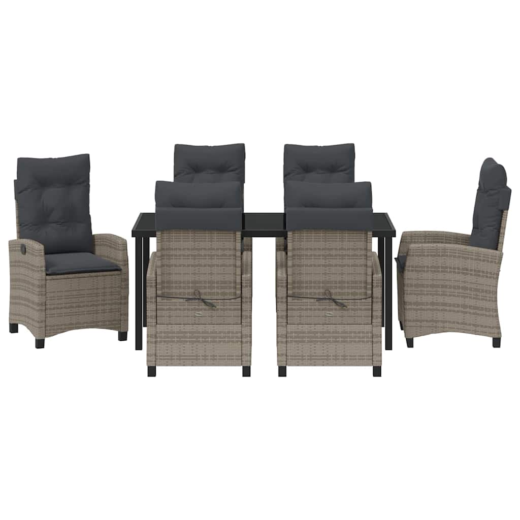 Garten Essgruppe mit Kissen 7 pcs Grau Poly-Rattan