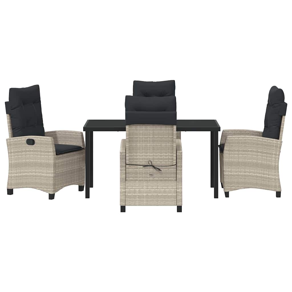 Garten Essgruppe mit Kissen 5 pcs Hellgrau Poly-Rattan