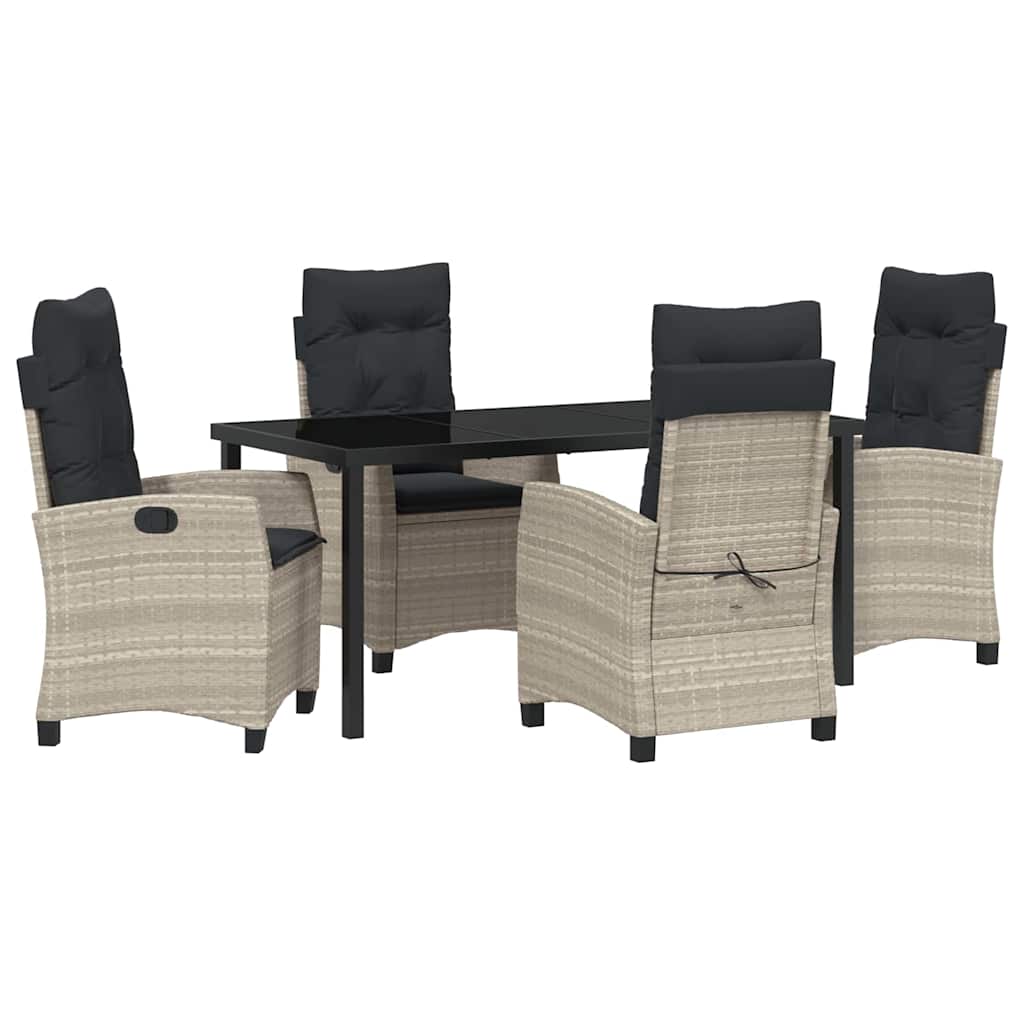 Garten Essgruppe mit Kissen 5 pcs Hellgrau Poly-Rattan