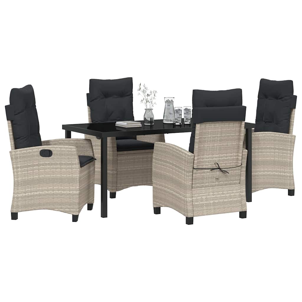 Garten Essgruppe mit Kissen 5 pcs Hellgrau Poly-Rattan