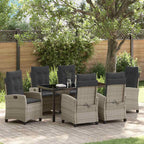 Garten Essgruppe mit Kissen 7 pcs Hellgrau Poly-Rattan
