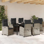 Garten Essgruppe mit Kissen 7 pcs Hellgrau Poly-Rattan