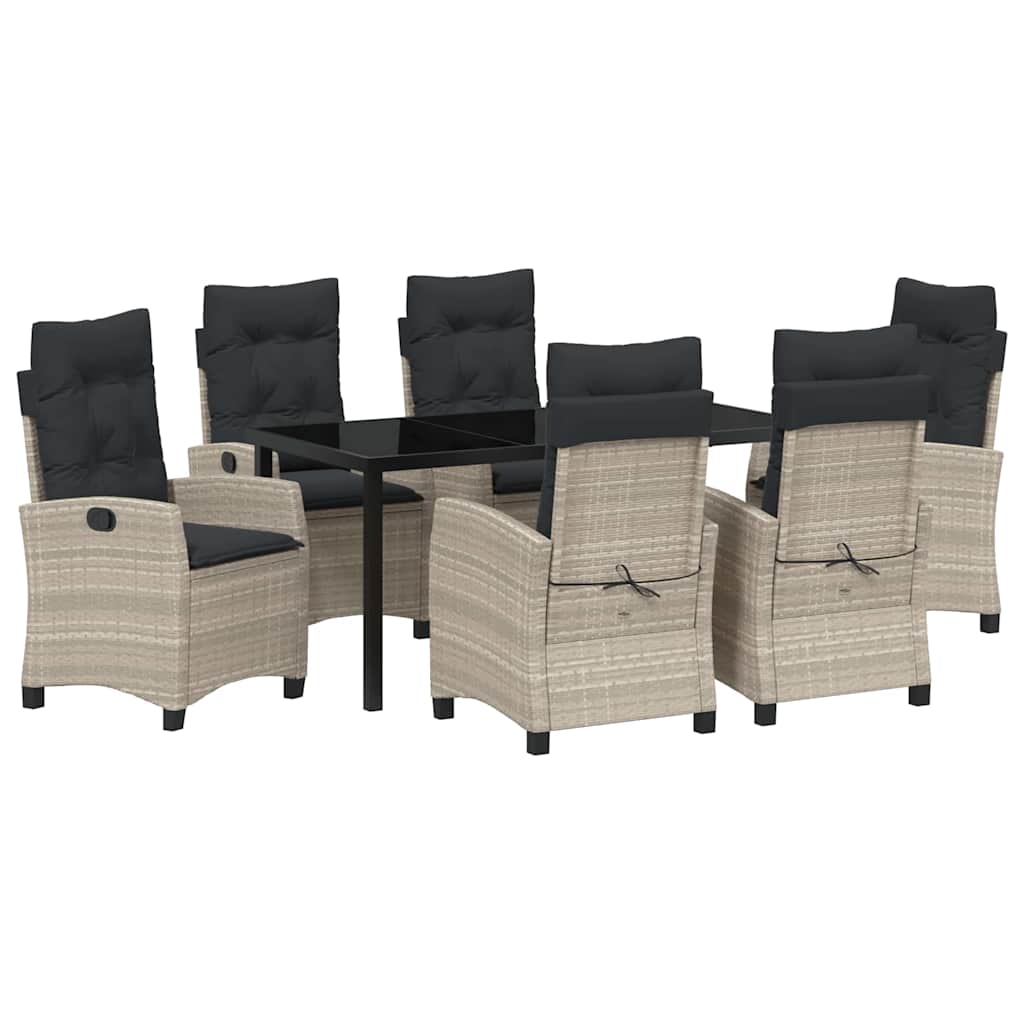 Garten Essgruppe mit Kissen 7 pcs Hellgrau Poly-Rattan