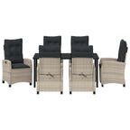 Garten Essgruppe mit Kissen 7 pcs Hellgrau Poly-Rattan