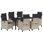 Garten Essgruppe mit Kissen 7 pcs Hellgrau Poly-Rattan