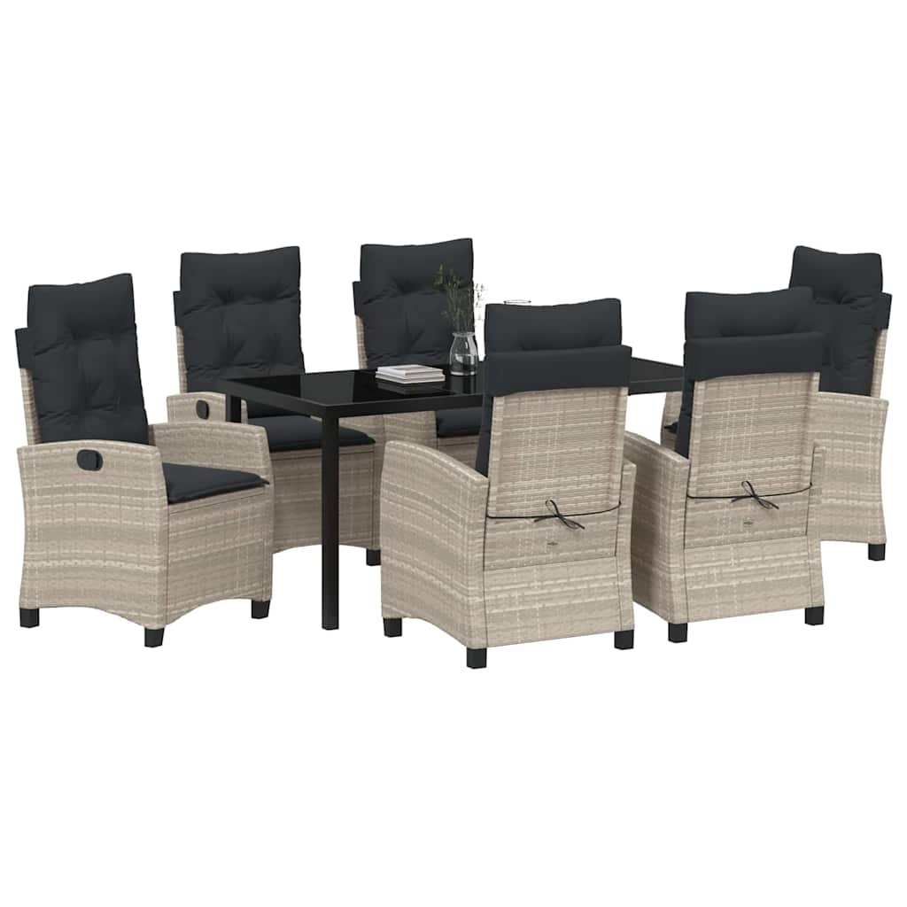 Garten Essgruppe mit Kissen 7 pcs Hellgrau Poly-Rattan