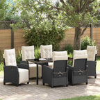 Garten Essgruppe mit Kissen 7 pcs Schwarz Poly-Rattan